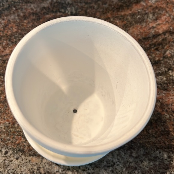 2.75 inch White Ceramic Mini Planter with Saucer/ Sometimes I wet my plants - Picture 5 of 8